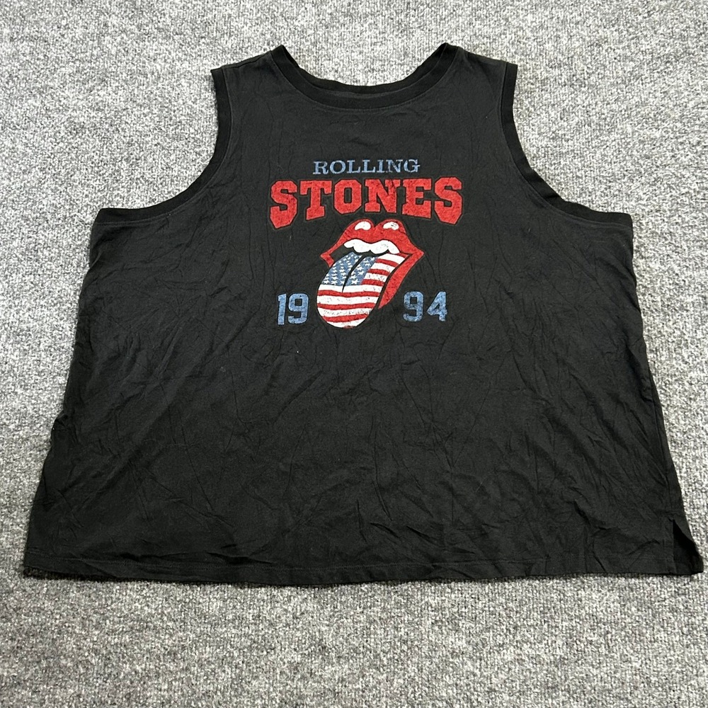 Life Clothing Co Tank Top Womens Size 2X Black Rolling Stones Graphic Crop Rock